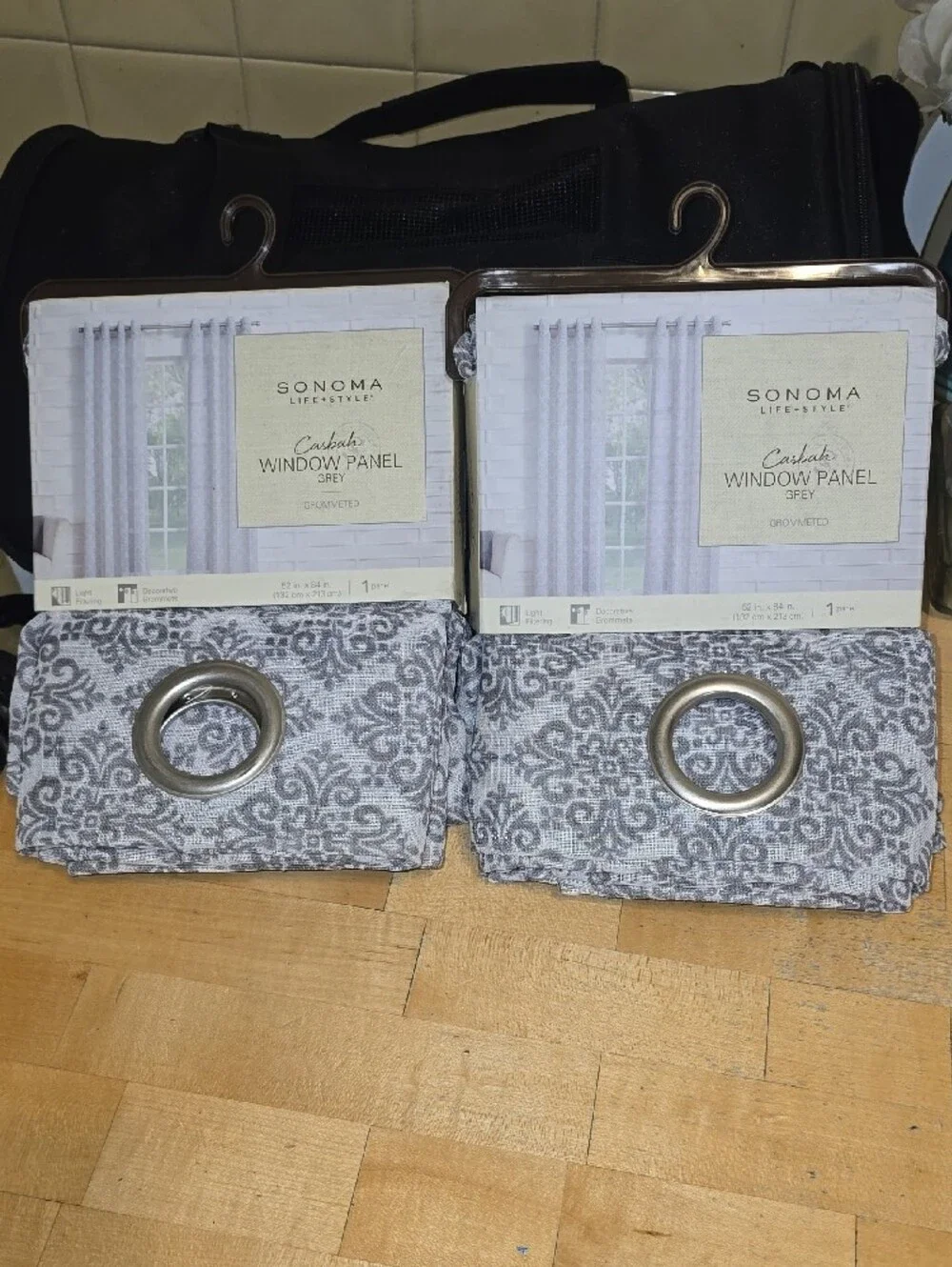 SET OF 2 Sonoma Grey Patterned Grommet Window Panel